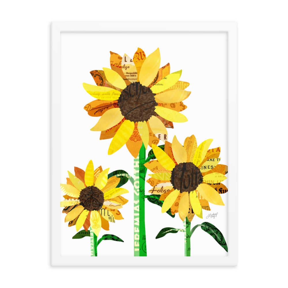 Sunflower Collage - Framed Matte Print - Lindsey Kay Collective