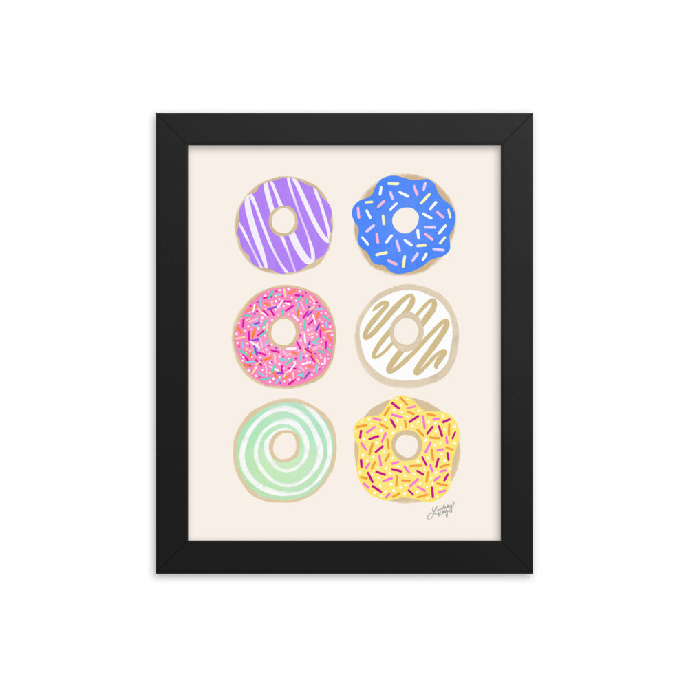 Pastel Donuts Illustration - Framed Matte Print - Lindsey Kay Collective