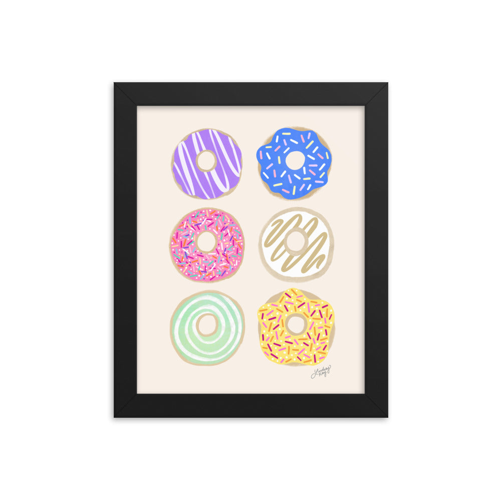 Pastel Donuts Illustration - Framed Matte Print