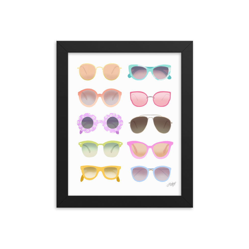 Illustration de lunettes de soleil colorées - Impression mate encadrée