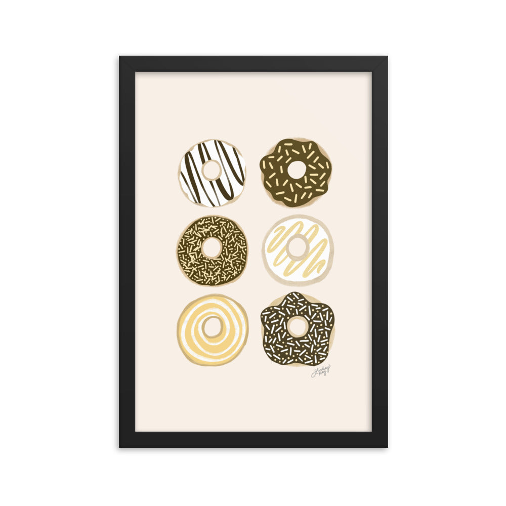 Ilustración de Donuts de Chocolate - Impresión Mate Enmarcada