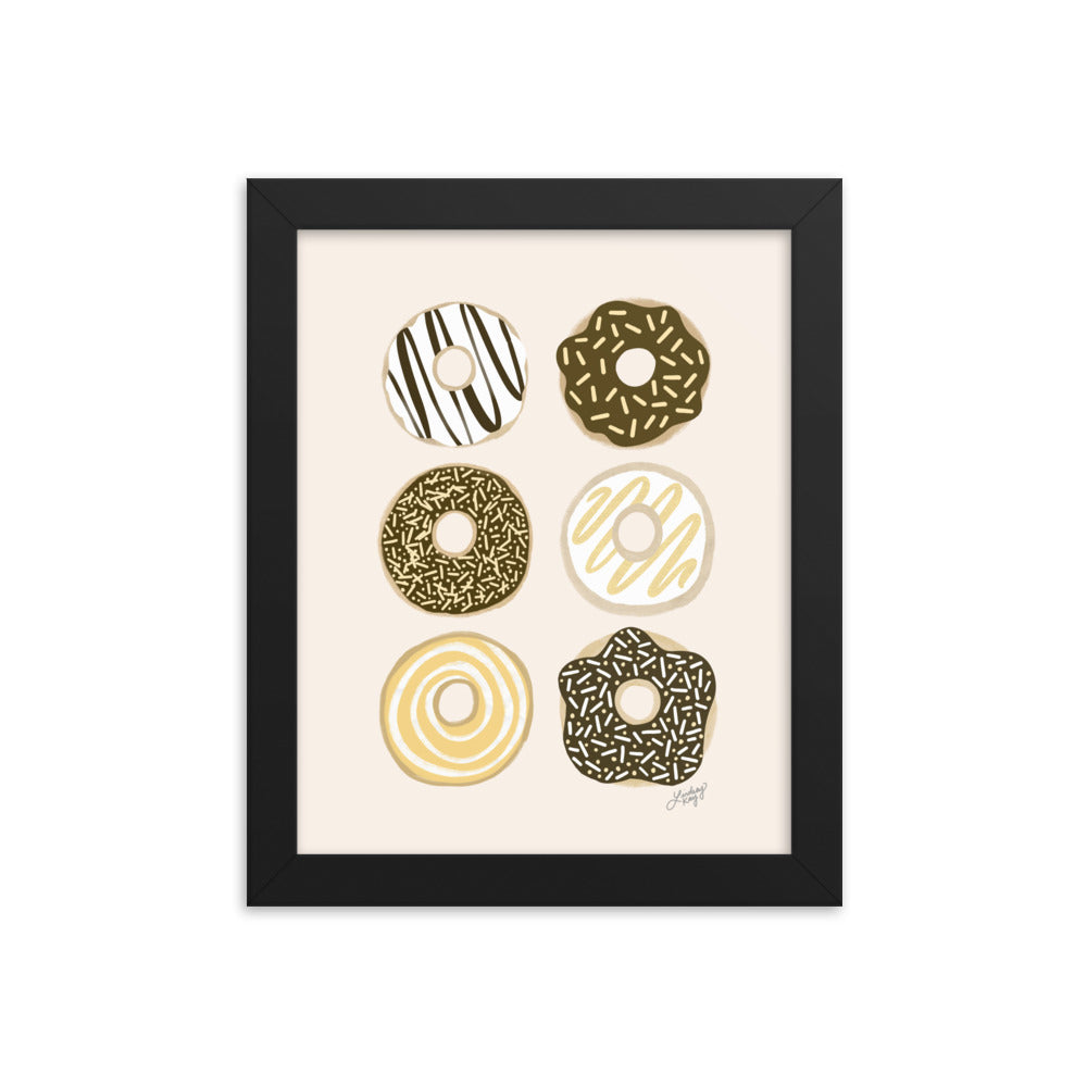 Ilustración de Donuts de Chocolate - Impresión Mate Enmarcada