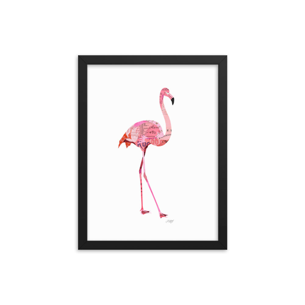 Flamingo Collage - Framed Matte Print