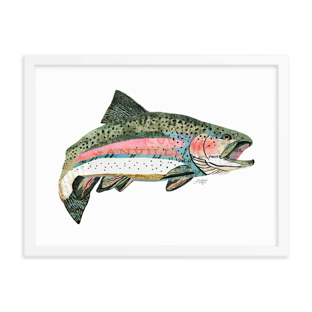Rainbow Trout Collage - Framed Matte Print - Lindsey Kay Collective