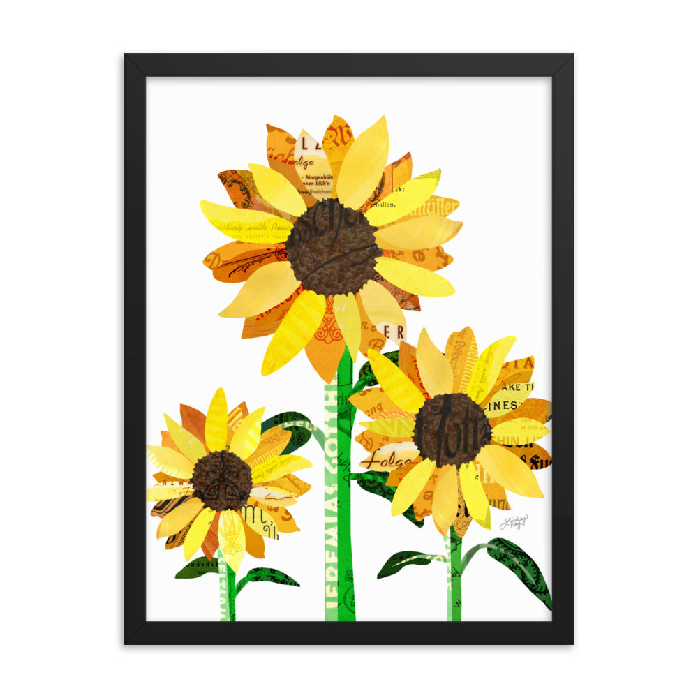 Sunflower Collage - Framed Matte Print - Lindsey Kay Collective