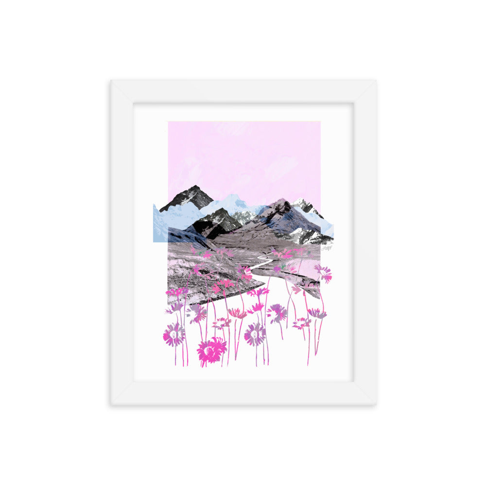 Daisy Mountain Collage (Pink Palette) -  Framed Matte Print