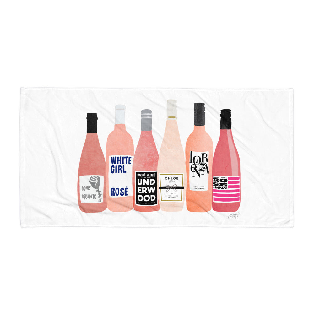 Rose Bottles Illustration - Beach Towel