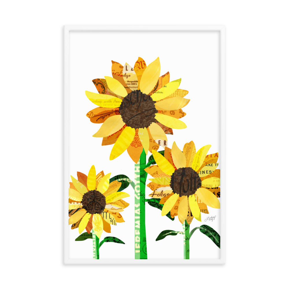 Sunflower Collage - Framed Matte Print - Lindsey Kay Collective