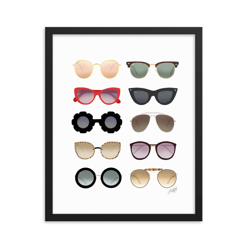 Sunglasses Illustration - Framed Matte Print - Lindsey Kay Collective