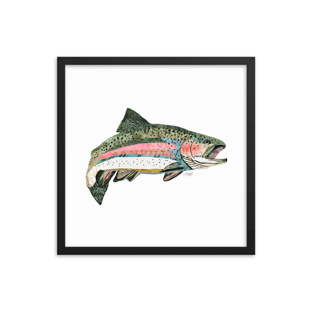 Rainbow Trout Collage - Framed Matte Print - Lindsey Kay Collective