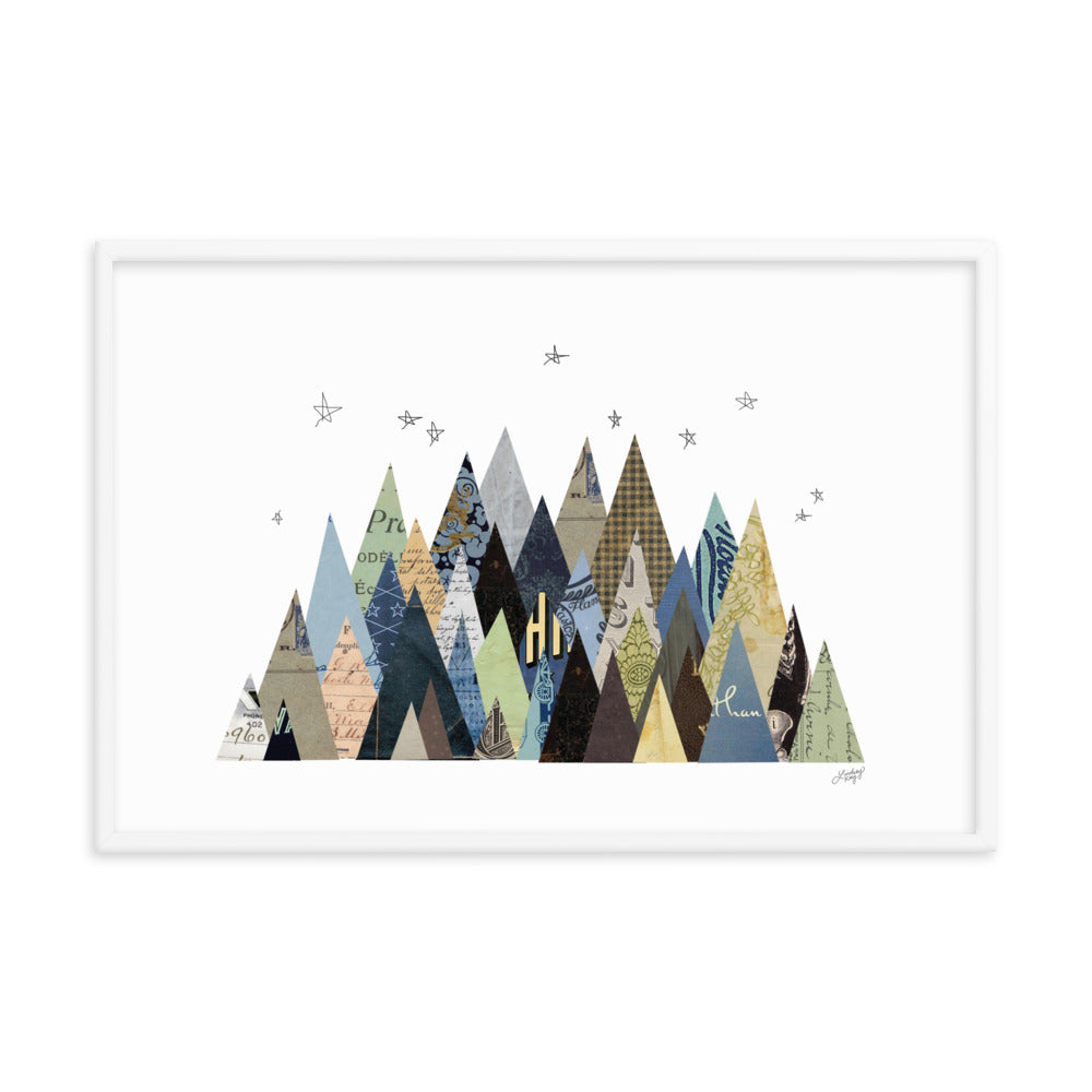 Collage de montaña - Impresión mate enmarcada