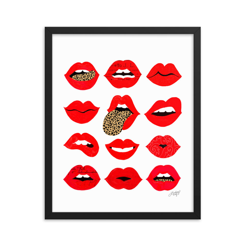 Leopard Lips of Love - Impression mate encadrée