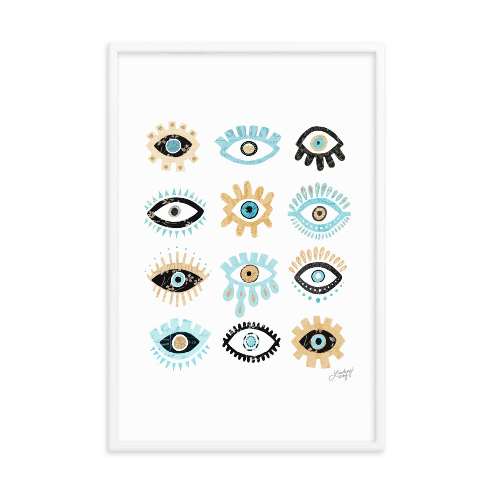 Evil Eyes Illustration - Framed Matte Print - Lindsey Kay Collective