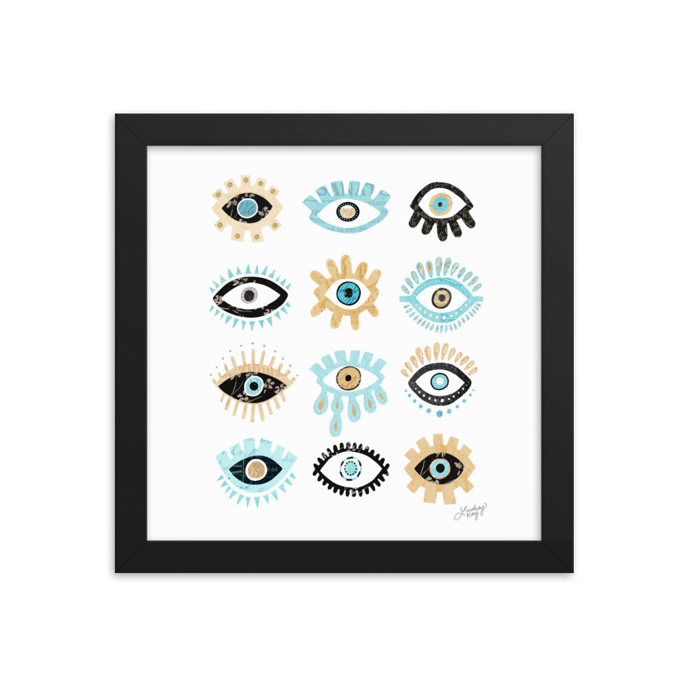 Evil Eyes Illustration - Framed Matte Print - Lindsey Kay Collective