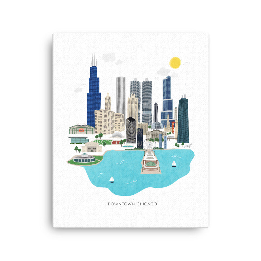 Downtown Chicago Illustration - Canvas
