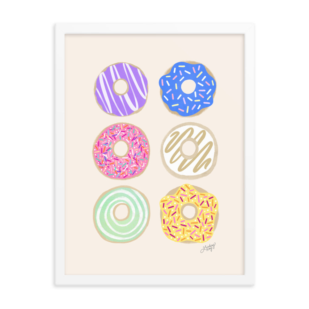 Pastel Donuts Illustration - Framed Matte Print