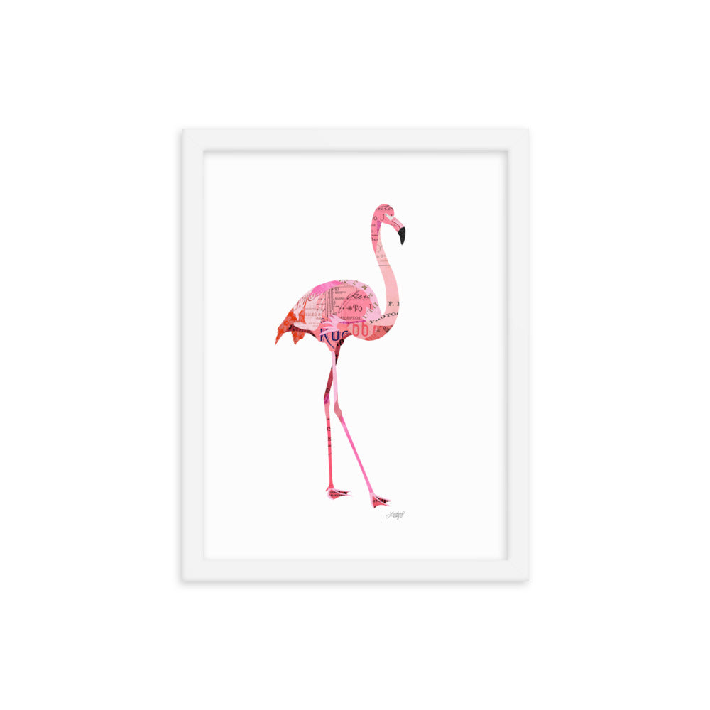 Flamingo Collage - Framed Matte Print - Lindsey Kay Collective