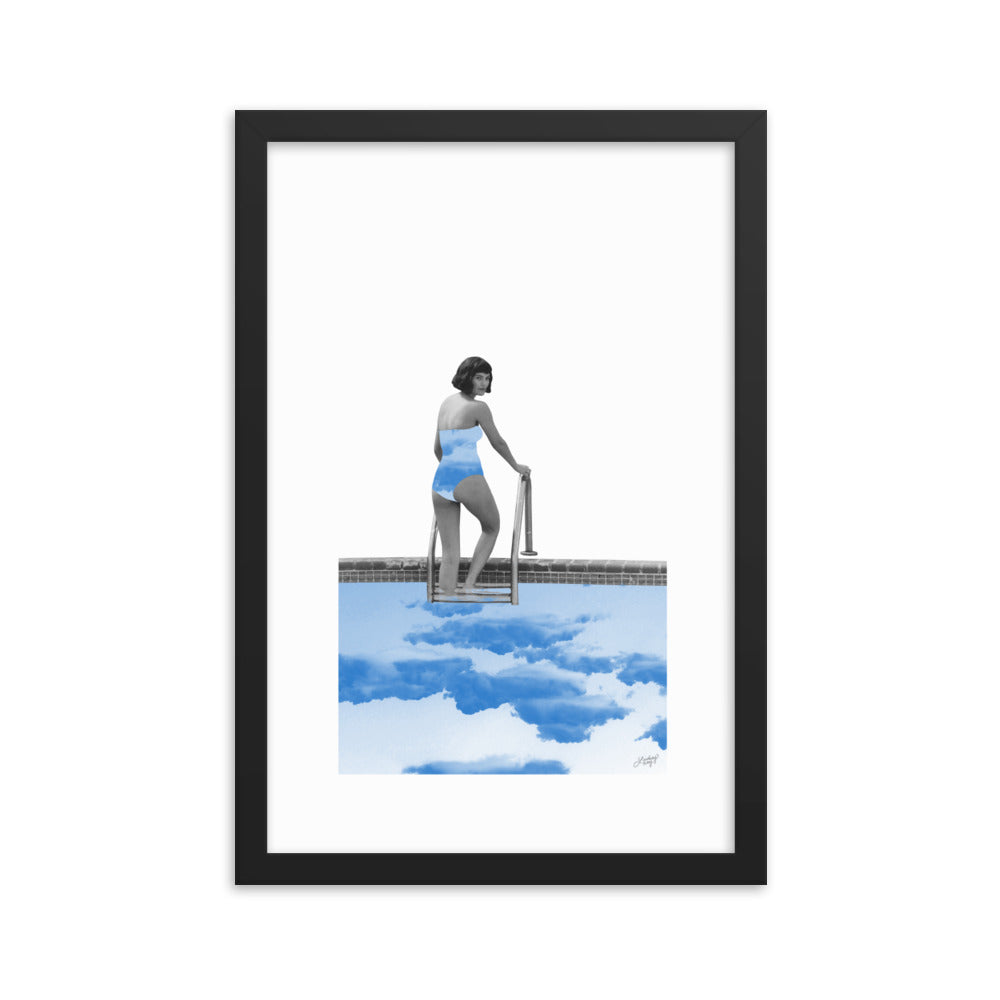 Lady in a Pool Collage - Framed Matte Print - Lindsey Kay Collective