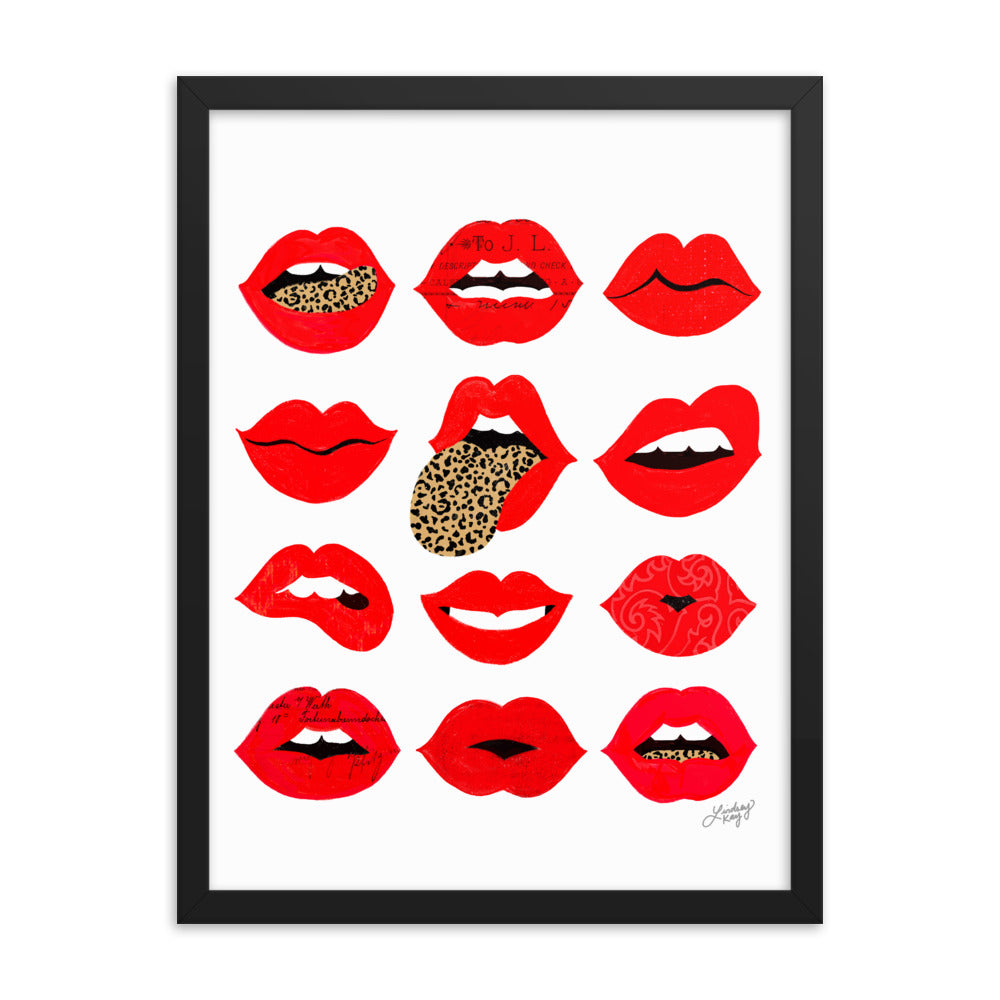 Leopard Lips of Love - Impression mate encadrée