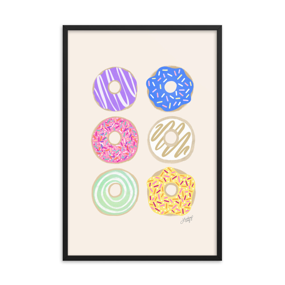 Pastel Donuts Illustration - Framed Matte Print - Lindsey Kay Collective