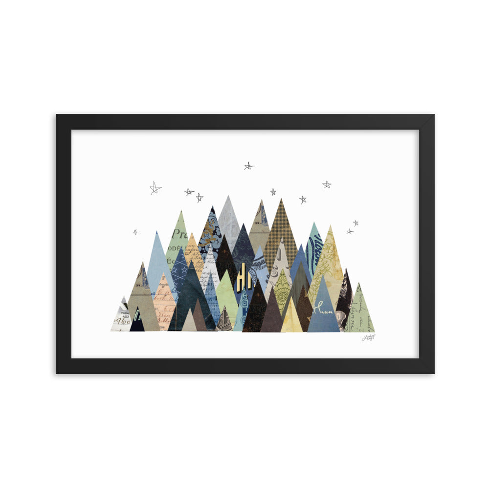 Collage de montaña - Impresión mate enmarcada