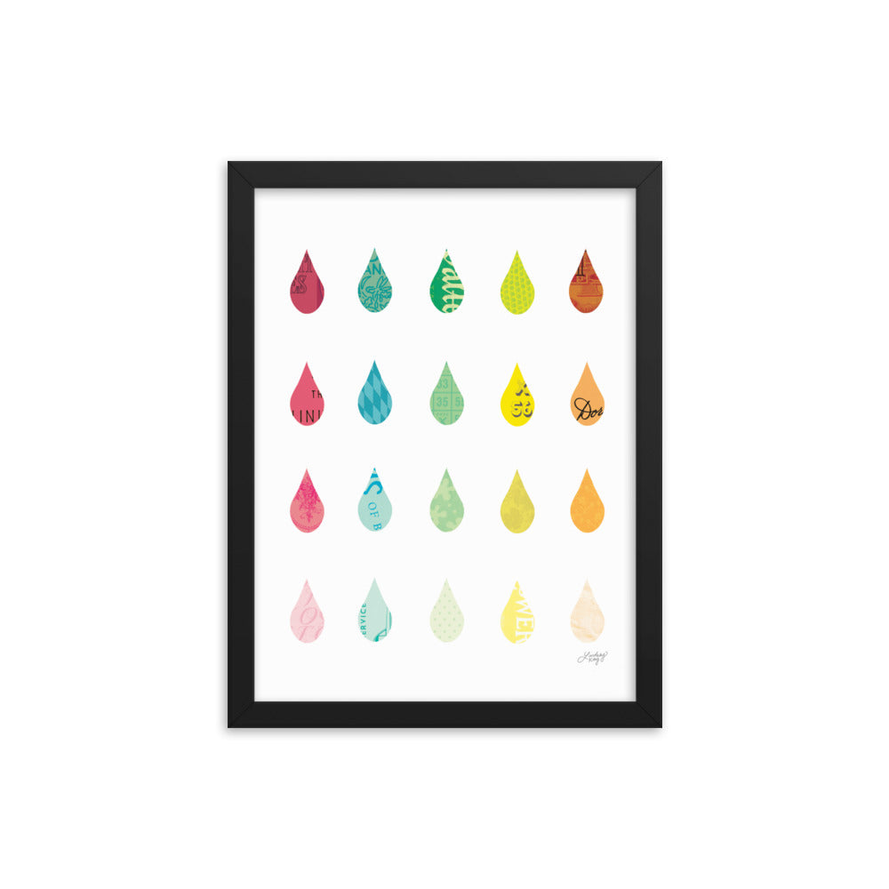 Raindrops Collage - Framed Matte Print - Lindsey Kay Collective