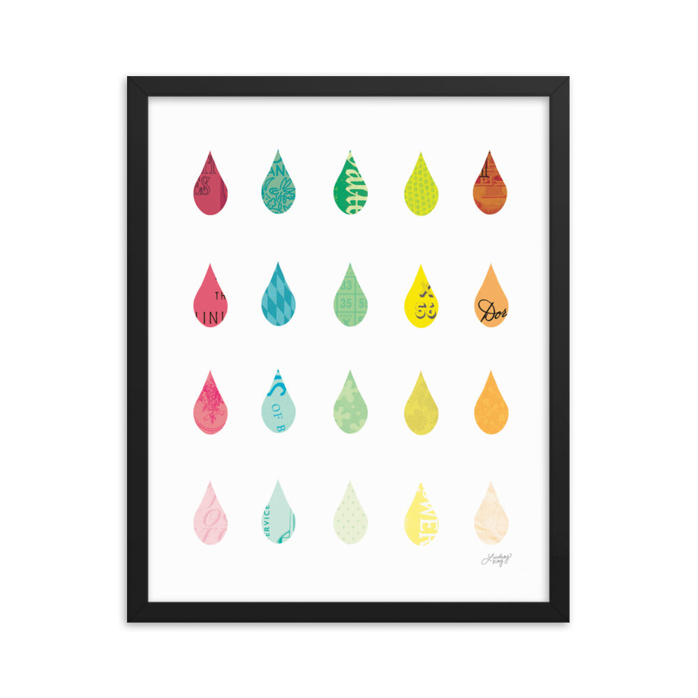 Raindrops Collage - Framed Matte Print - Lindsey Kay Collective