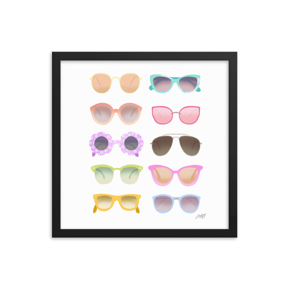 Illustration de lunettes de soleil colorées - Impression mate encadrée