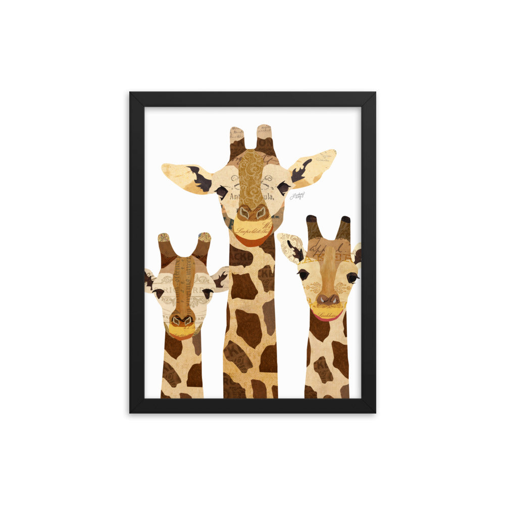 Collage de girafe - Impression mate encadrée