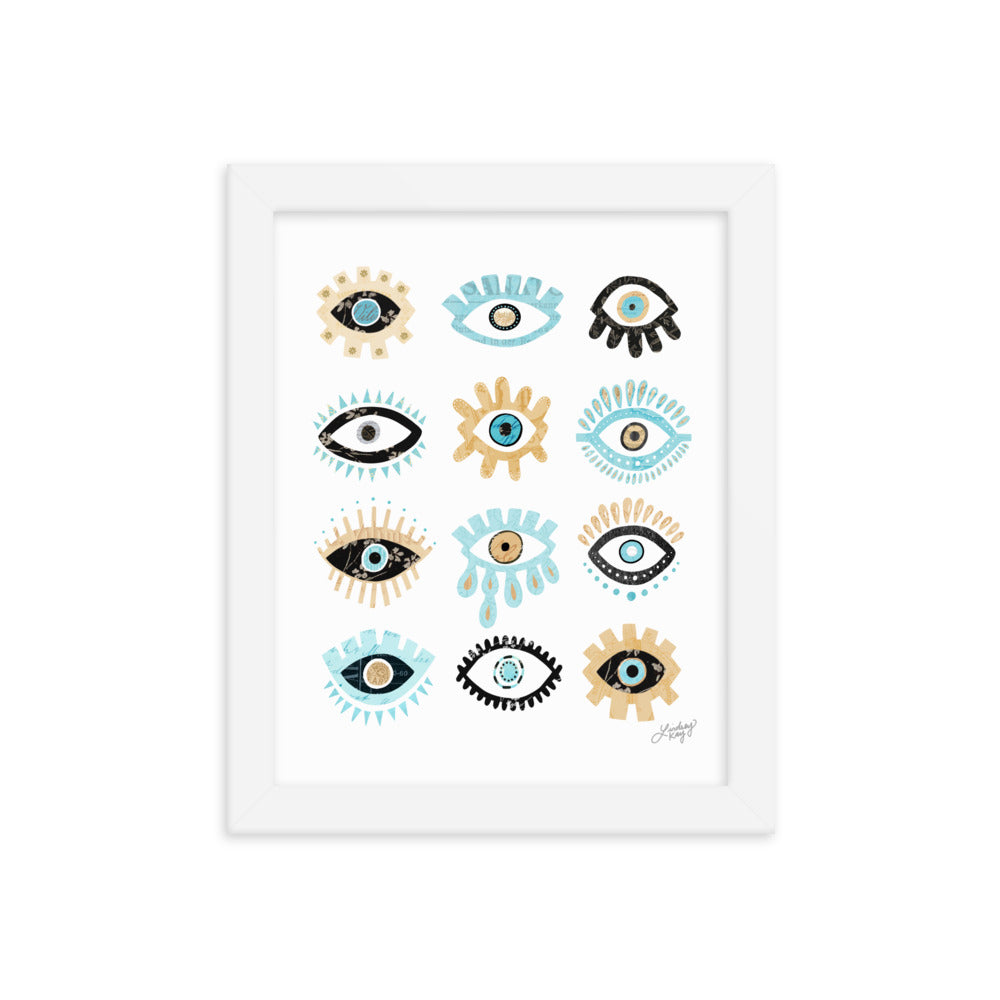 Evil Eyes Illustration - Framed Matte Print - Lindsey Kay Collective