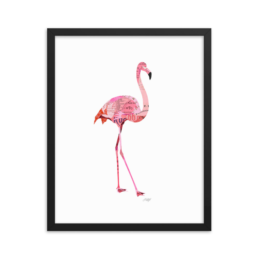 Flamingo Collage - Framed Matte Print
