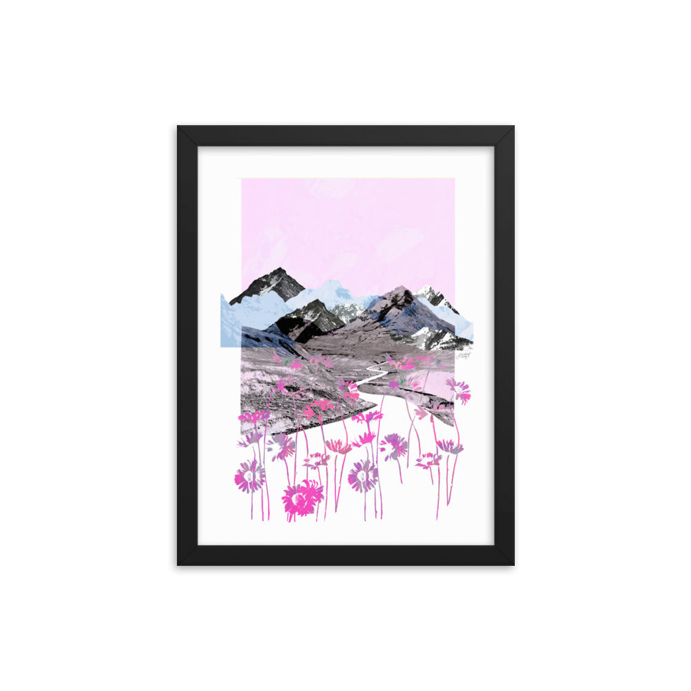 Daisy Mountain Collage (Pink Palette) -  Framed Matte Print