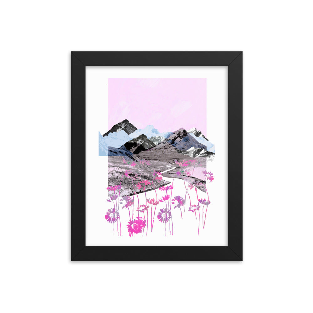 Daisy Mountain Collage (Pink Palette) -  Framed Matte Print