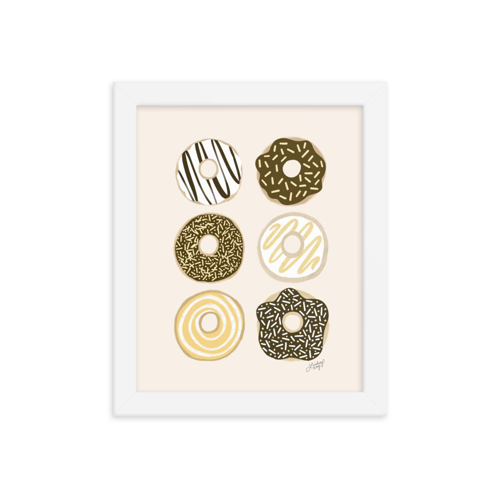 Ilustración de Donuts de Chocolate - Impresión Mate Enmarcada