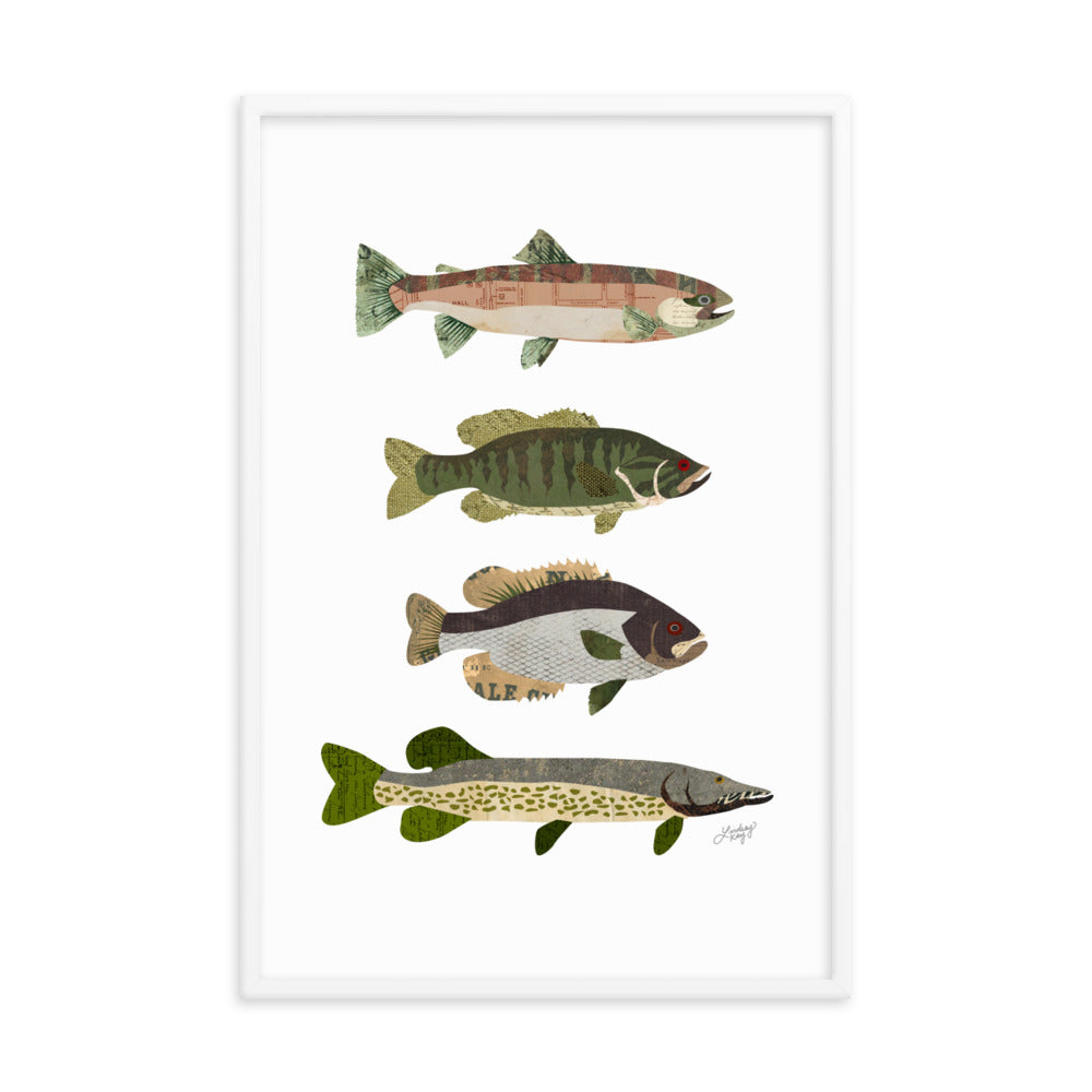 Fish Collage - Framed Matte Print - Lindsey Kay Collective