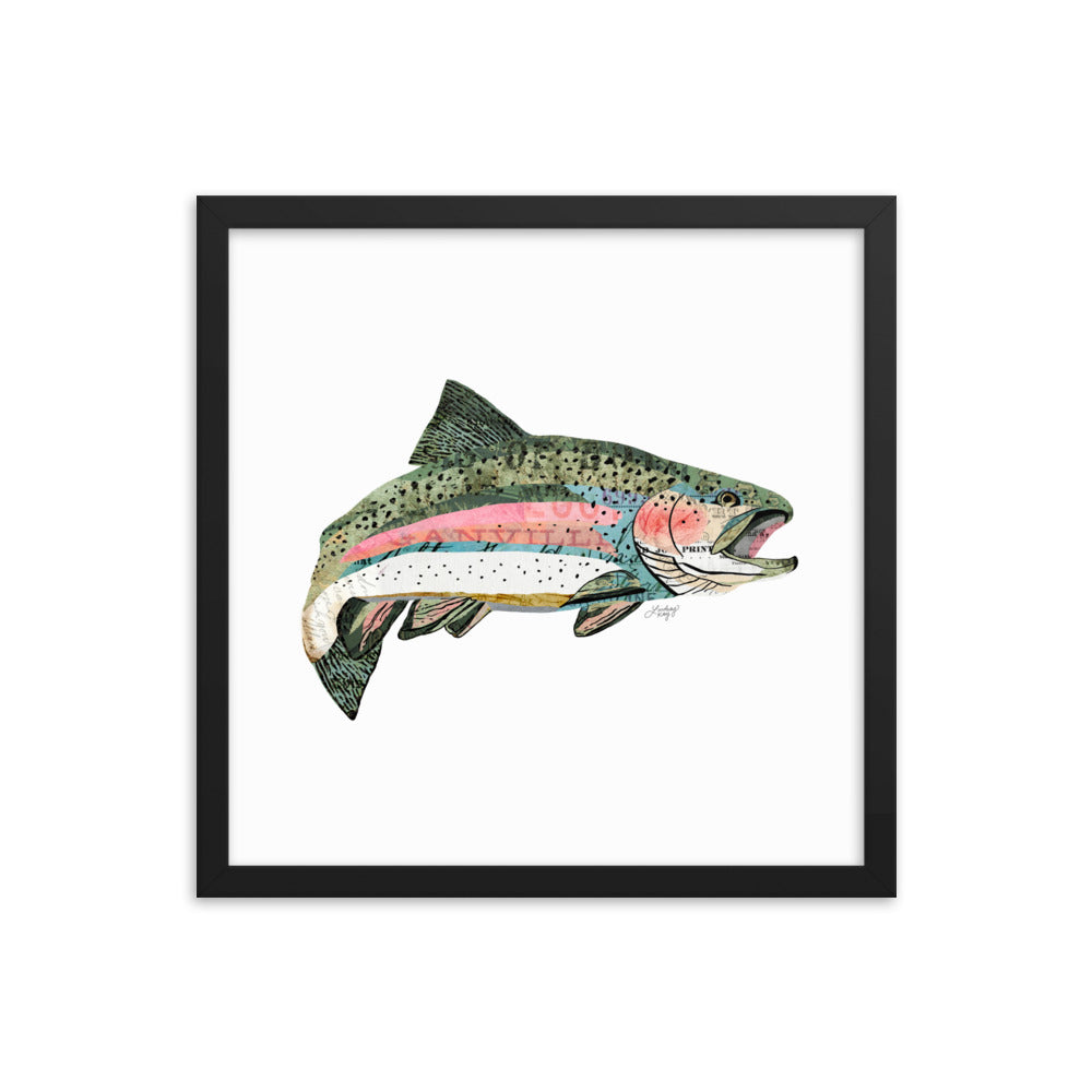 Rainbow Trout Collage - Framed Matte Print - Lindsey Kay Collective
