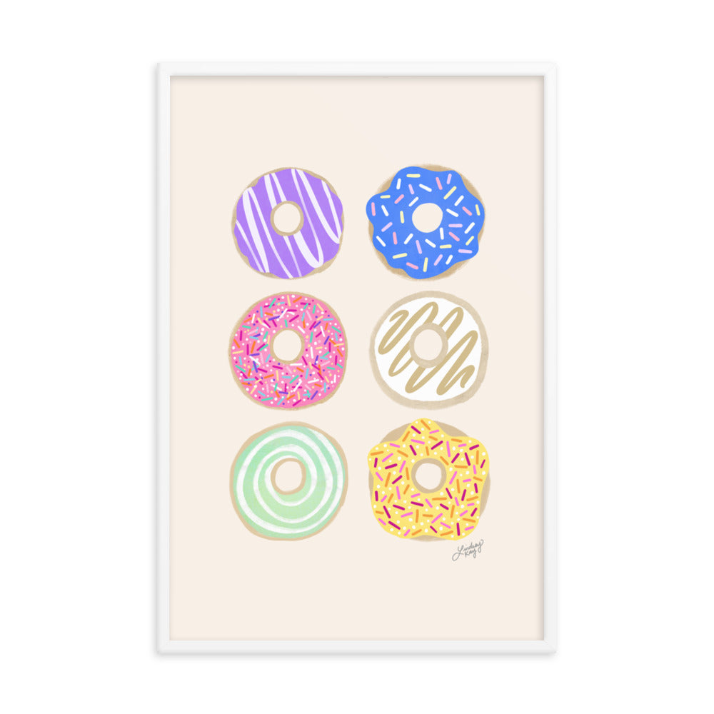 Pastel Donuts Illustration - Framed Matte Print