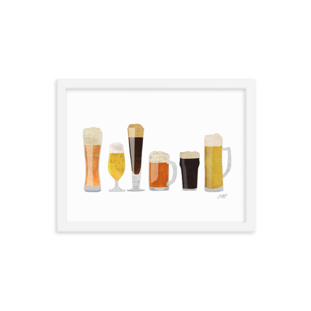 Beer Glasses Illustration - Framed Matte Print