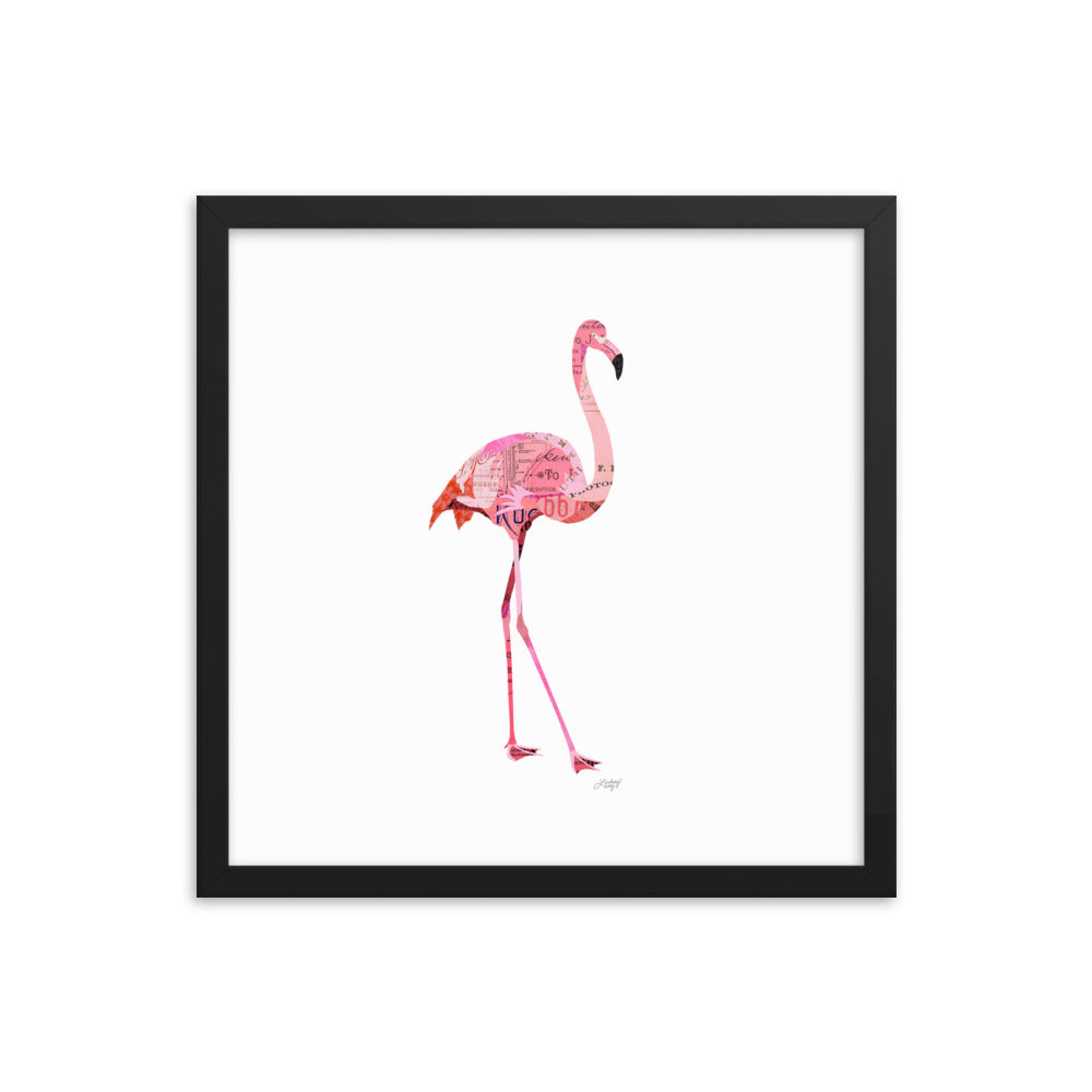Flamingo Collage - Framed Matte Print - Lindsey Kay Collective