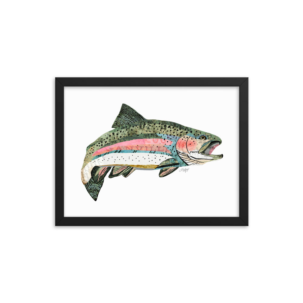 Rainbow Trout Collage - Framed Matte Print - Lindsey Kay Collective