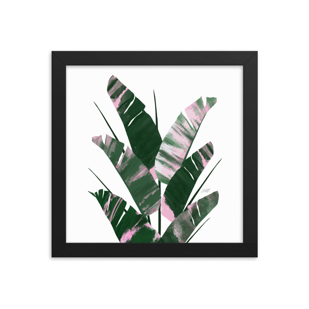 Banana Leaf Plant (Green/Pink Palette) - Framed Matte Print