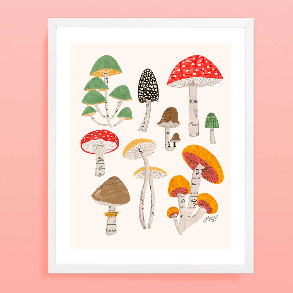 Illustration de collage de champignons - Impression d’art