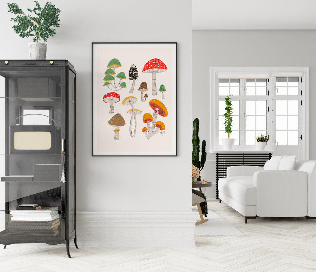 Mushrooms Collage Illustration - Art Print
