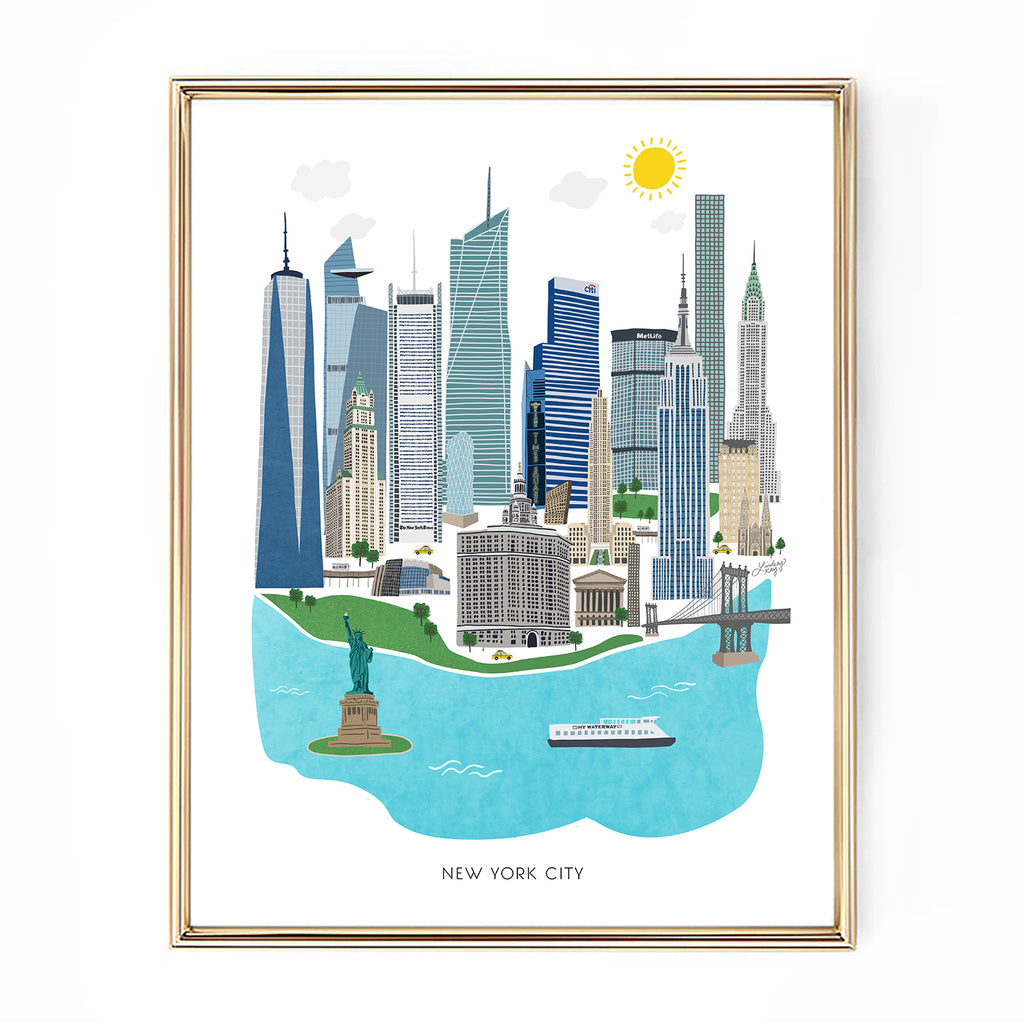 new york city illustration painting art print wall art lindsey kay collective