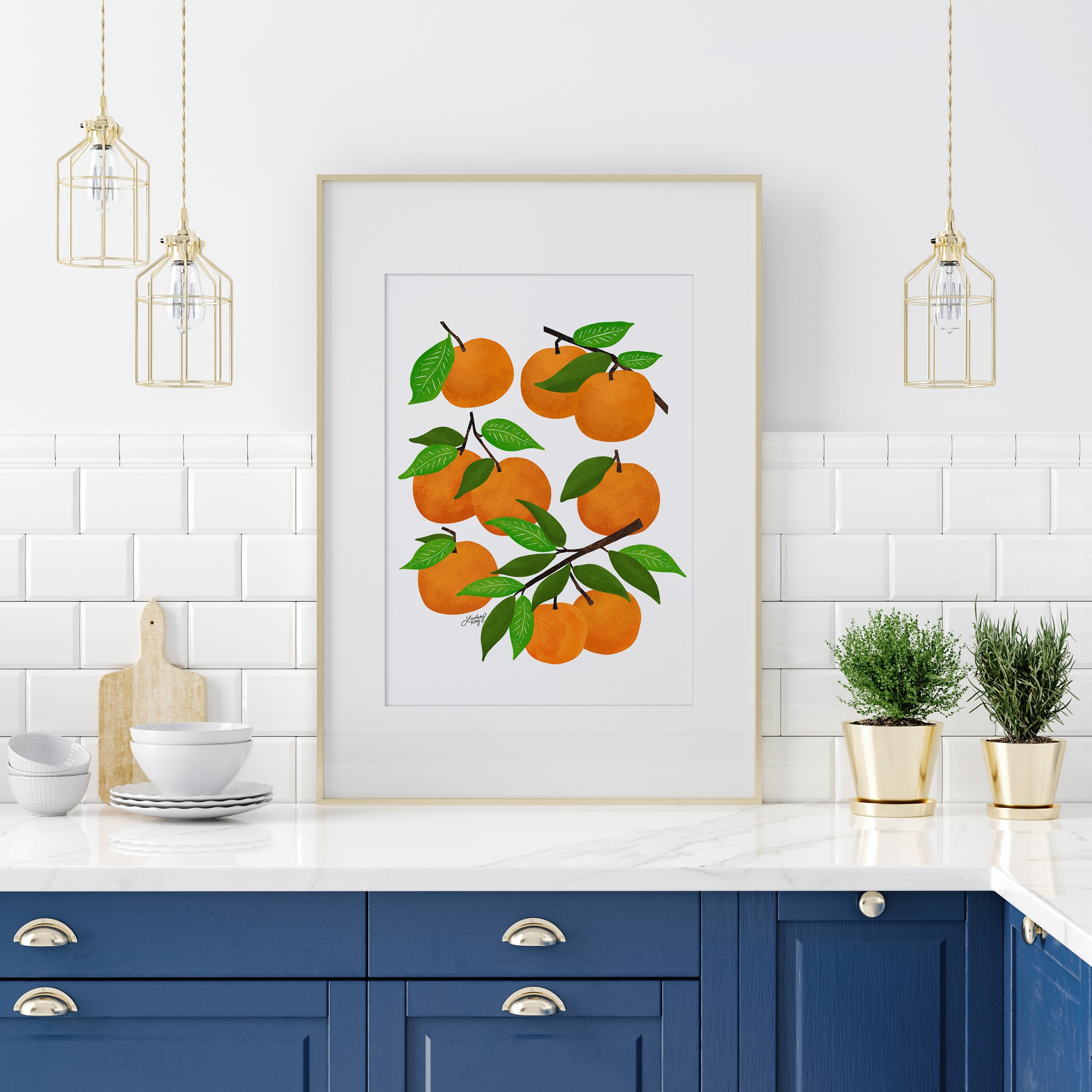 Collage de ilustración de naranjas - Impresión de arte