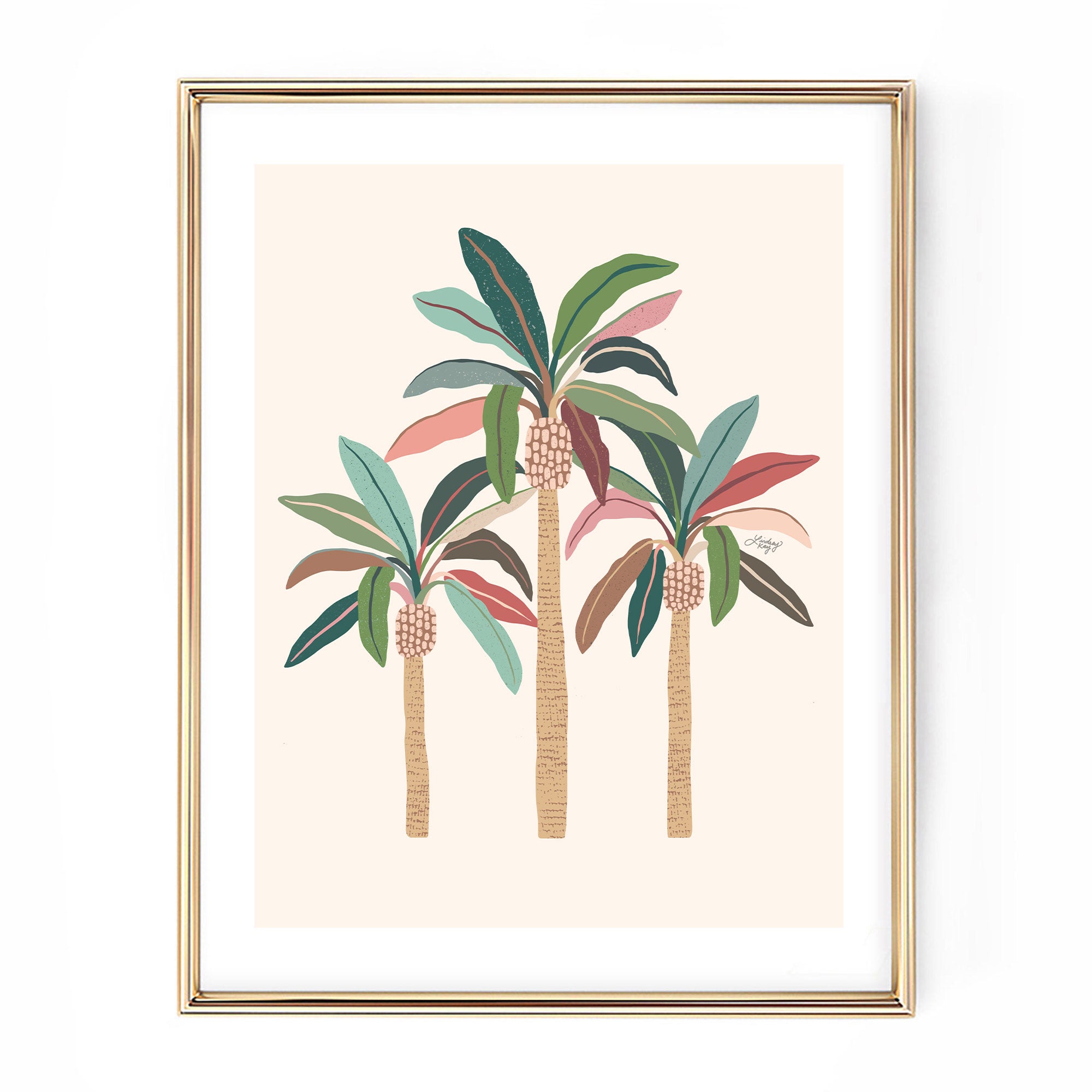 palm trees illustration art print hand drawn poster wall art tropical cute beach lindsey kay collective