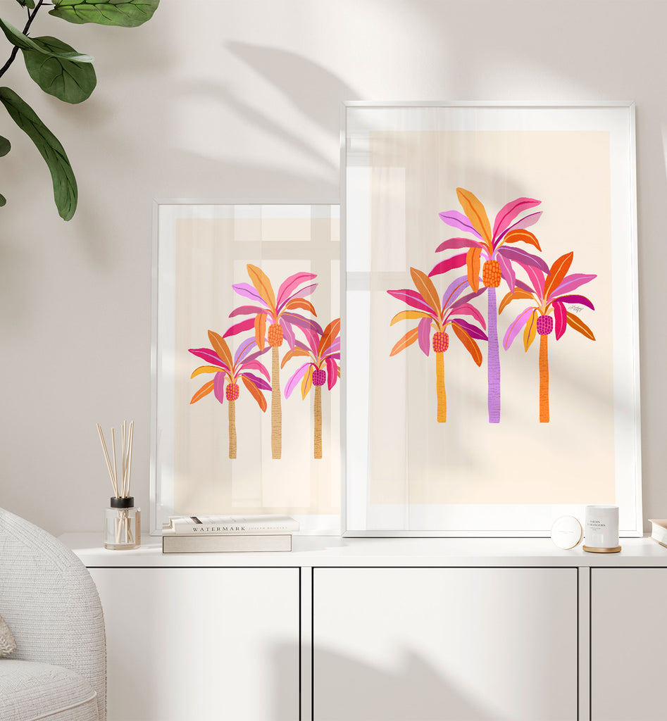 Palm Trees Illustration (Warm Palette) - Art Print