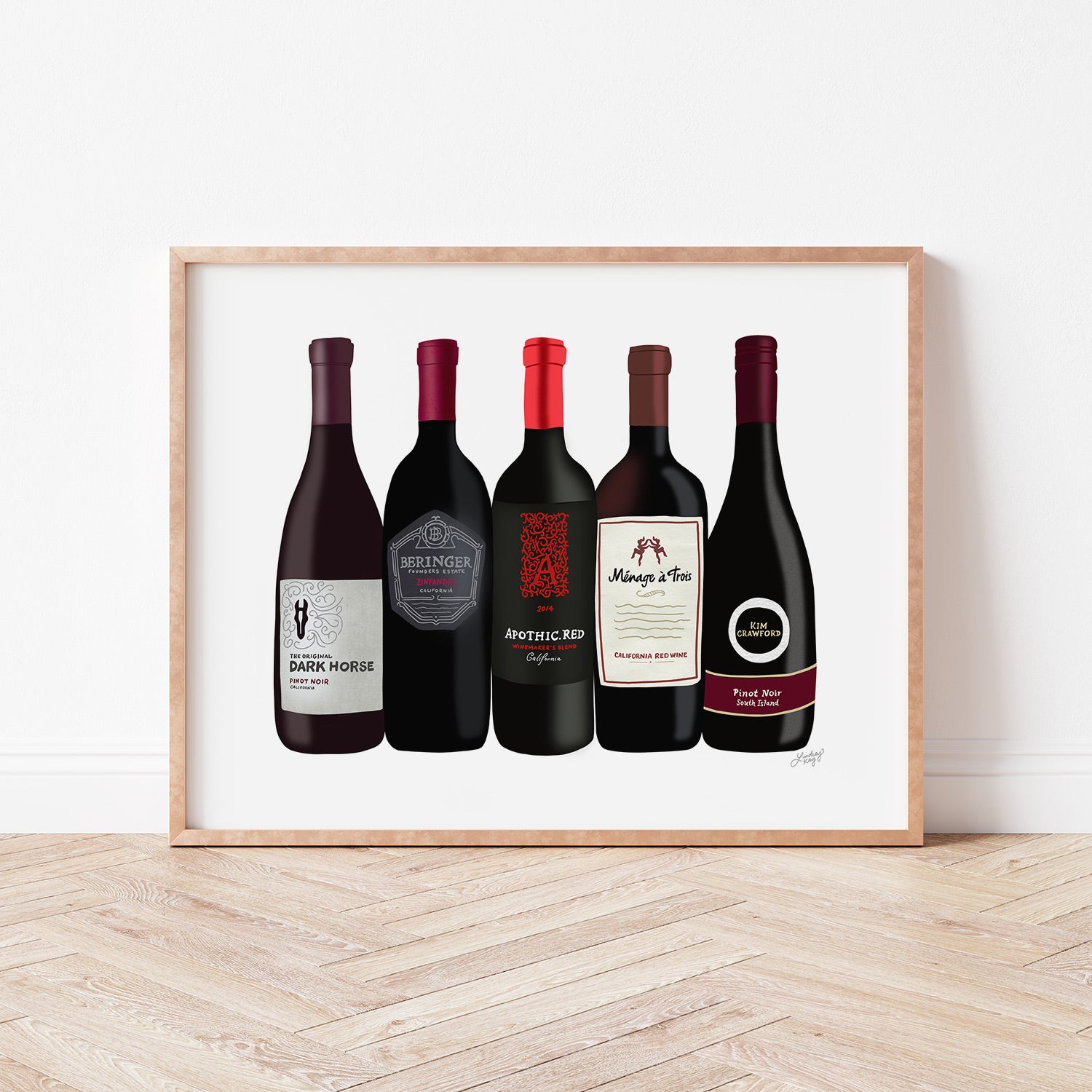 Botellas de vino tinto - Impresión de arte