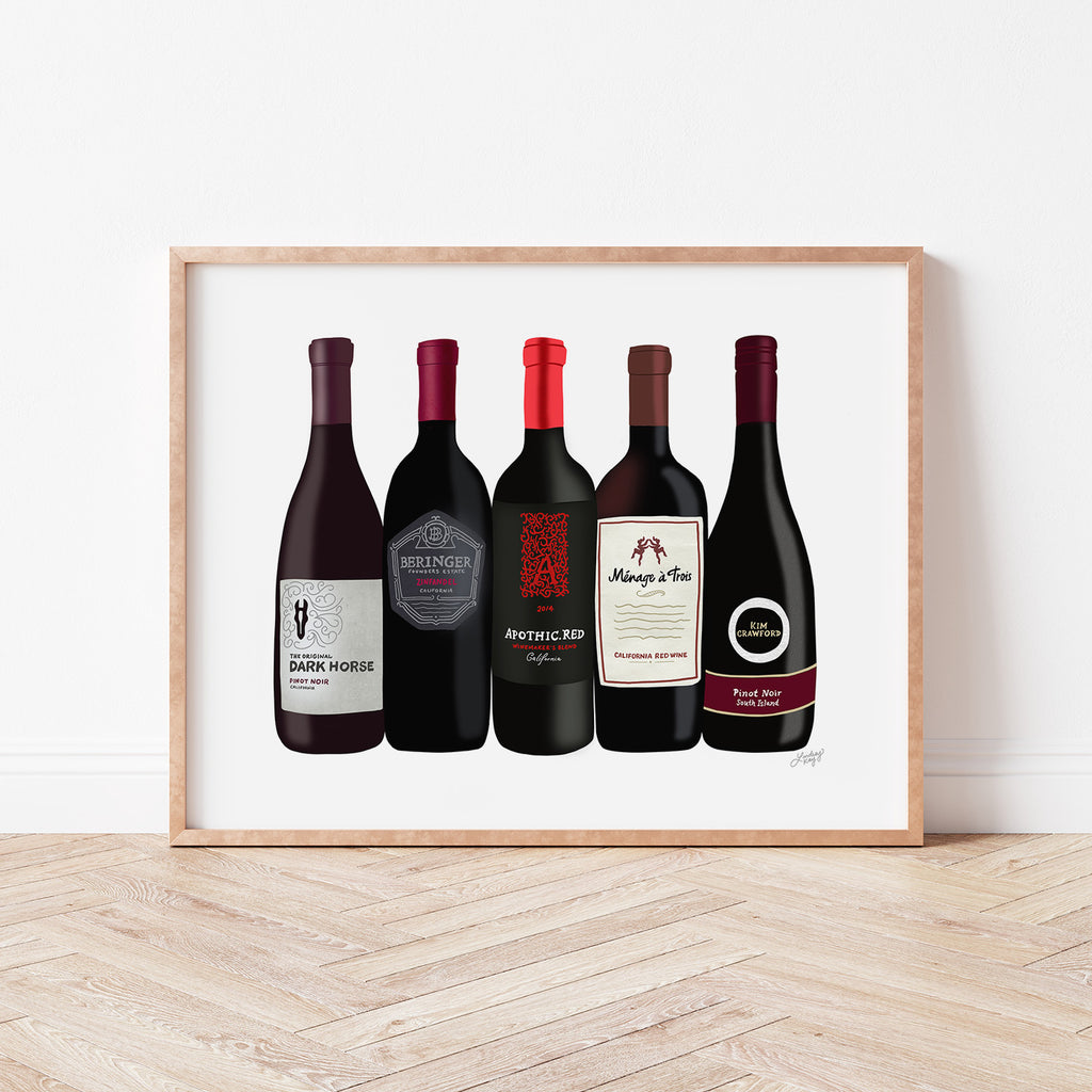 Red Wine Bottles - Art Print