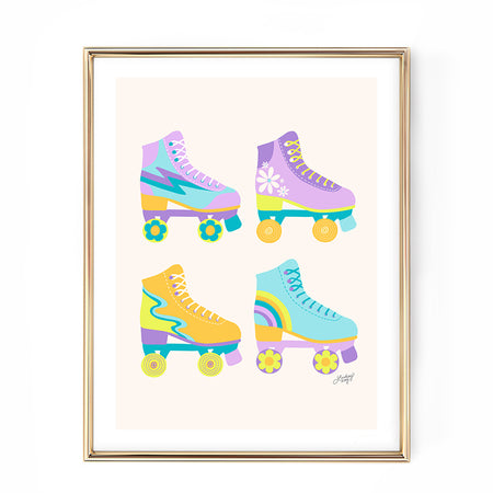 retro roller skates illustration art print